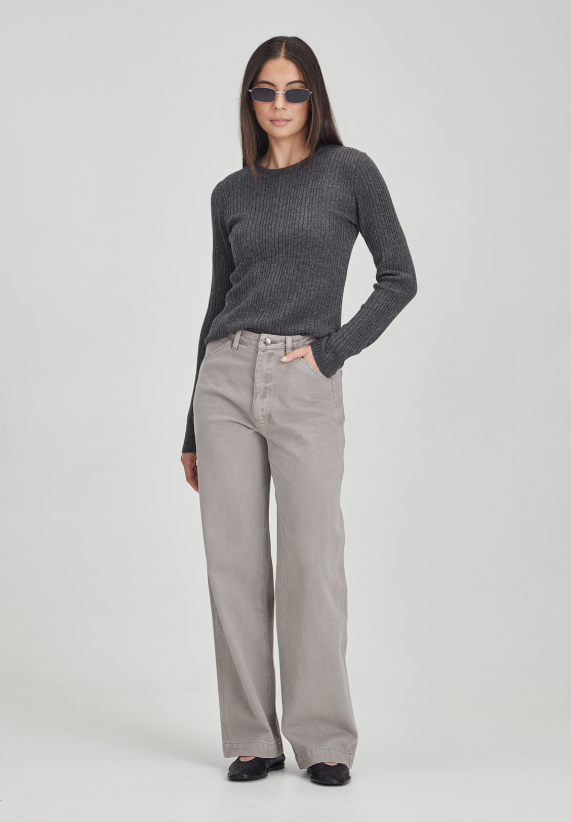 WOMENS DRILL JEAN, VINTAGE SMOKE