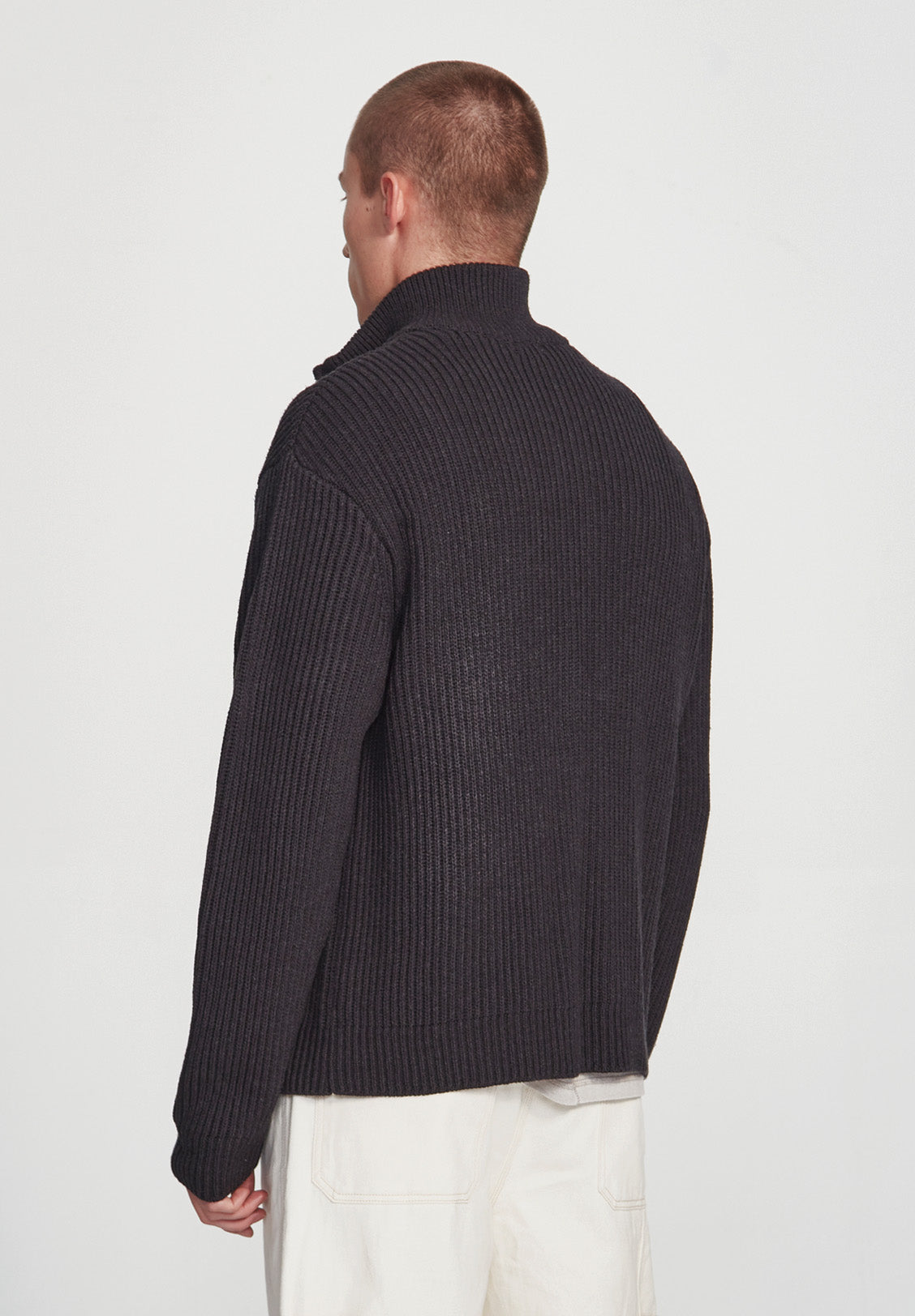 CHUNKY KNIT ZIP THROUGH, CHARCOAL