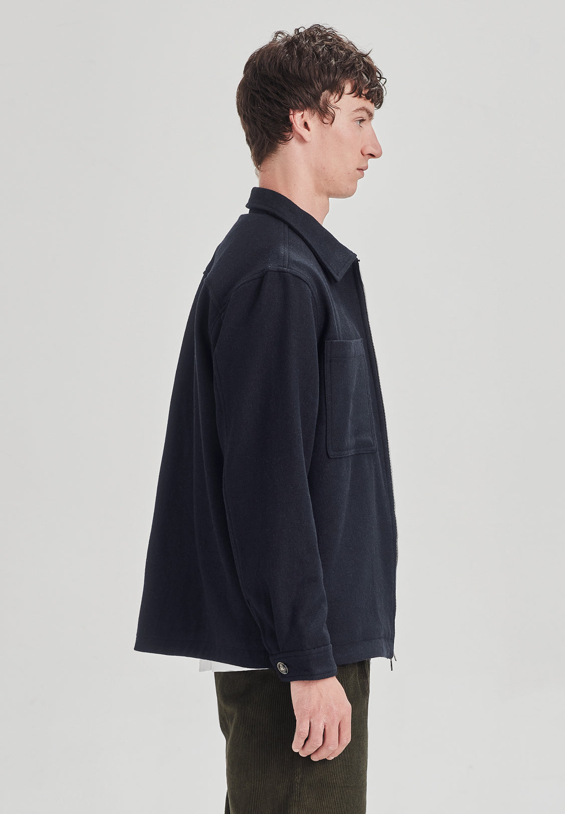WOOL BLEND SHACKET, NAVY