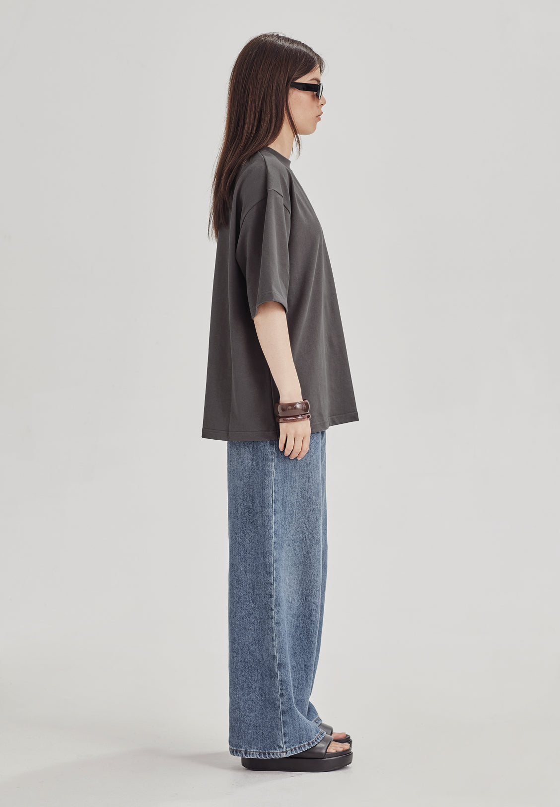 HEAVY LONGLINE TEE, GRAPHITE