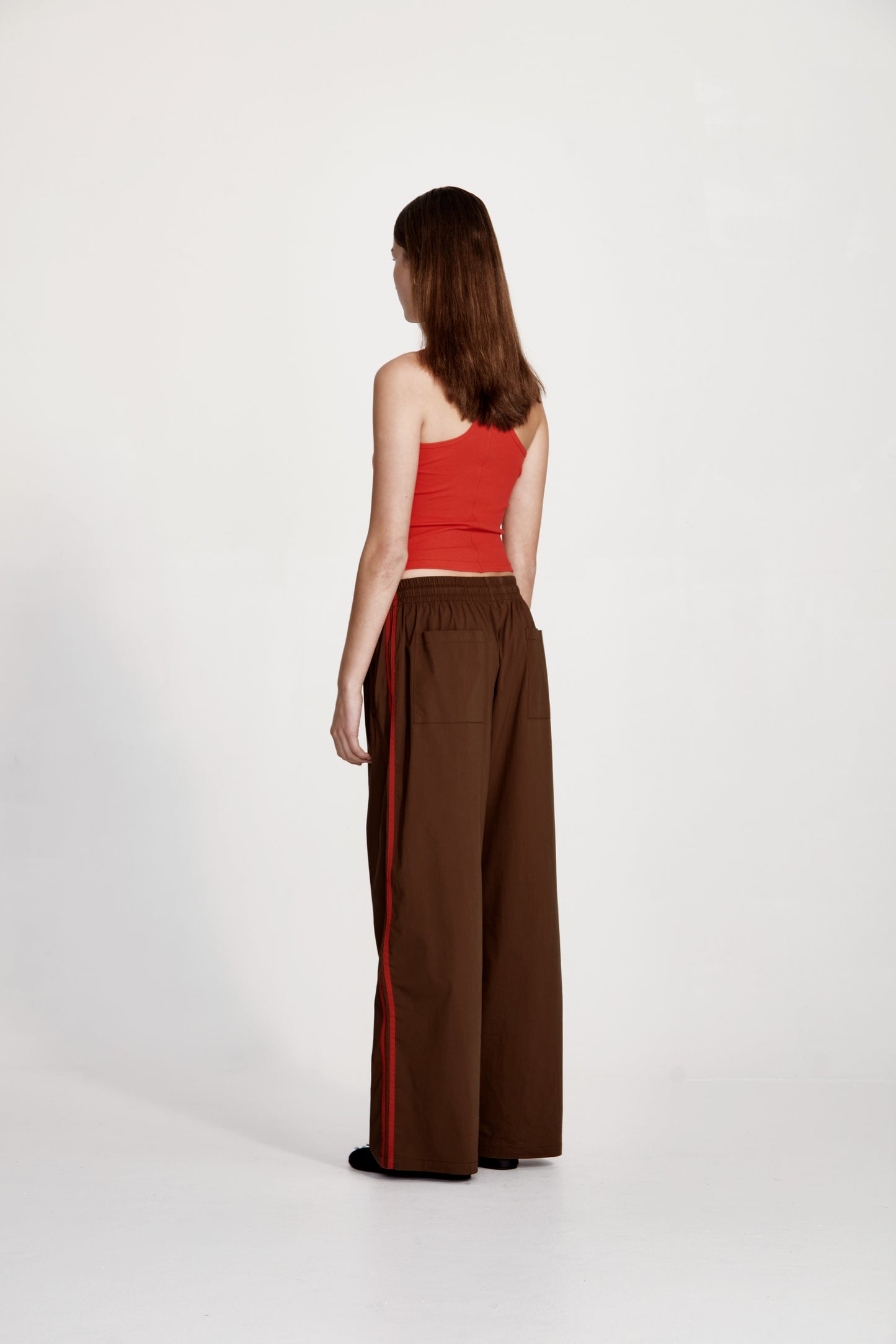 REC PANT, COCOA W RED