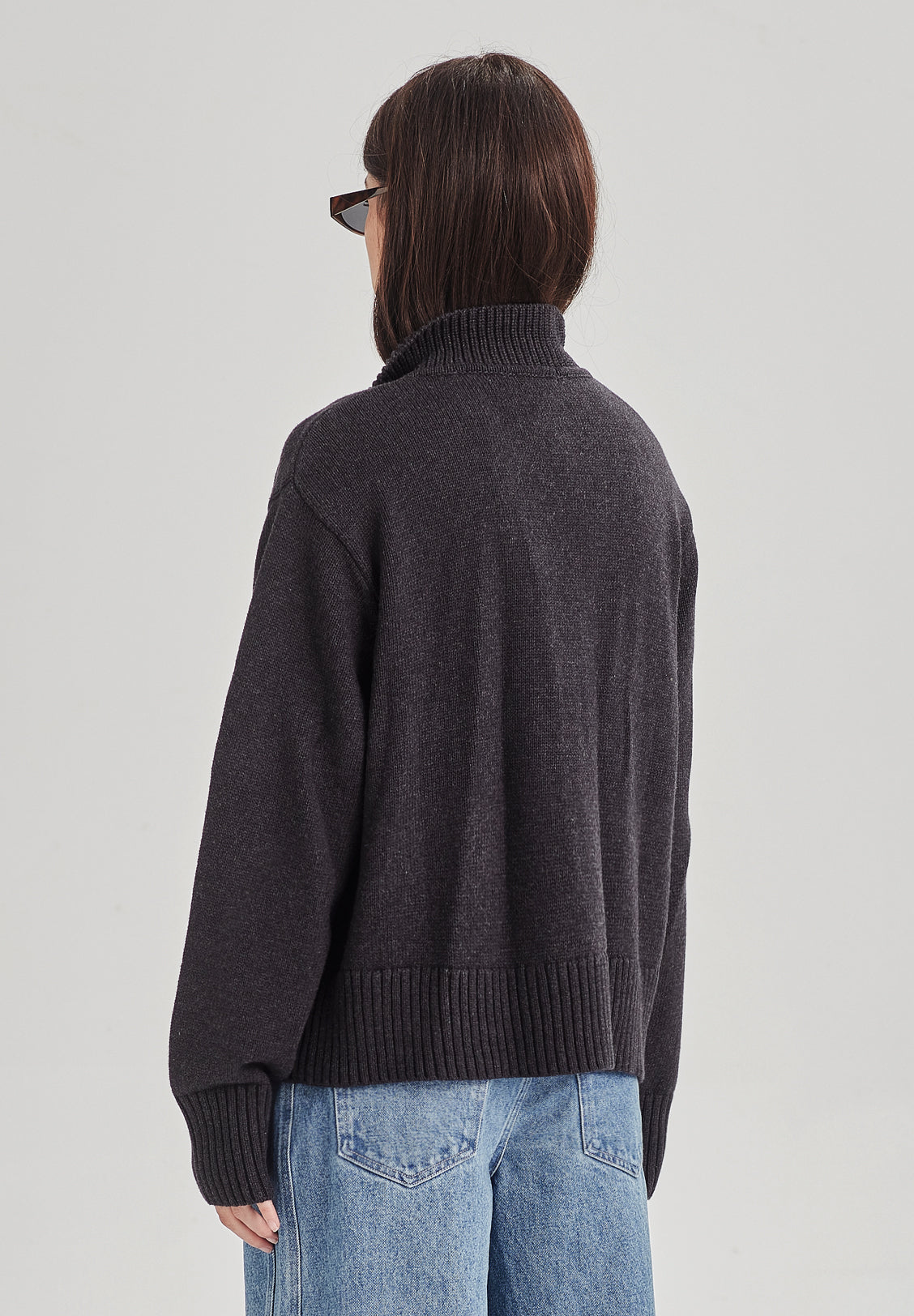 BOXY POLO KNIT, CHARCOAL