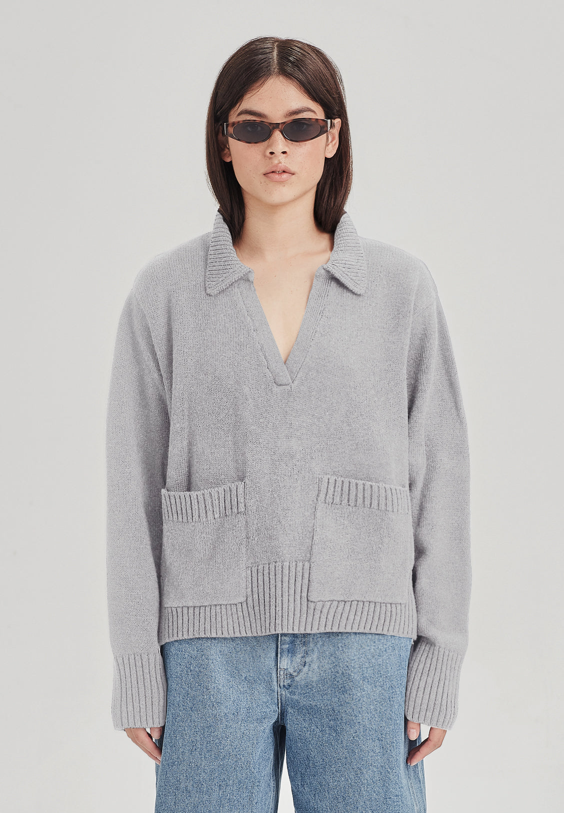 BOXY POLO KNIT, MARLE