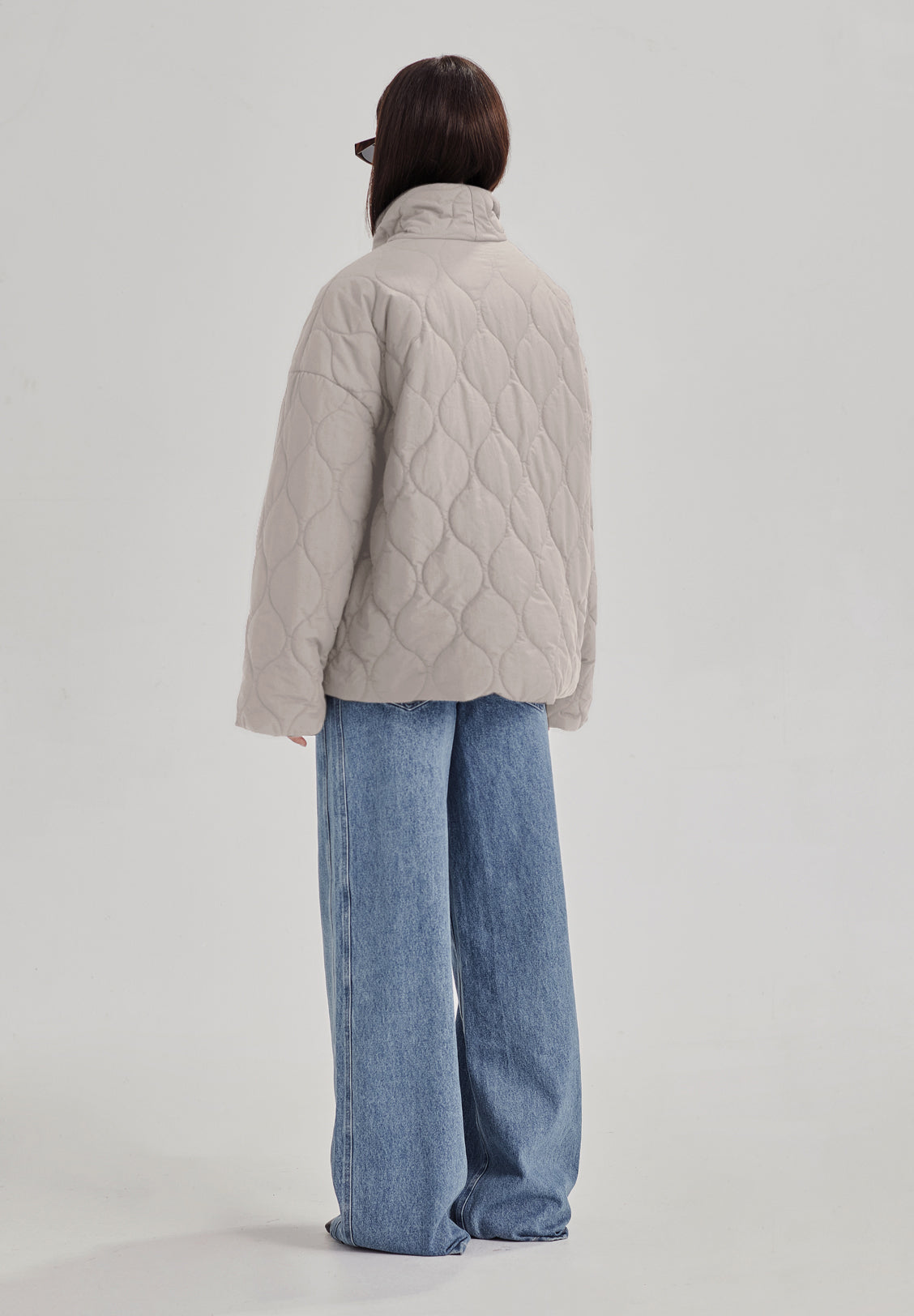 QUILTED WRAP JACKET, DOVE