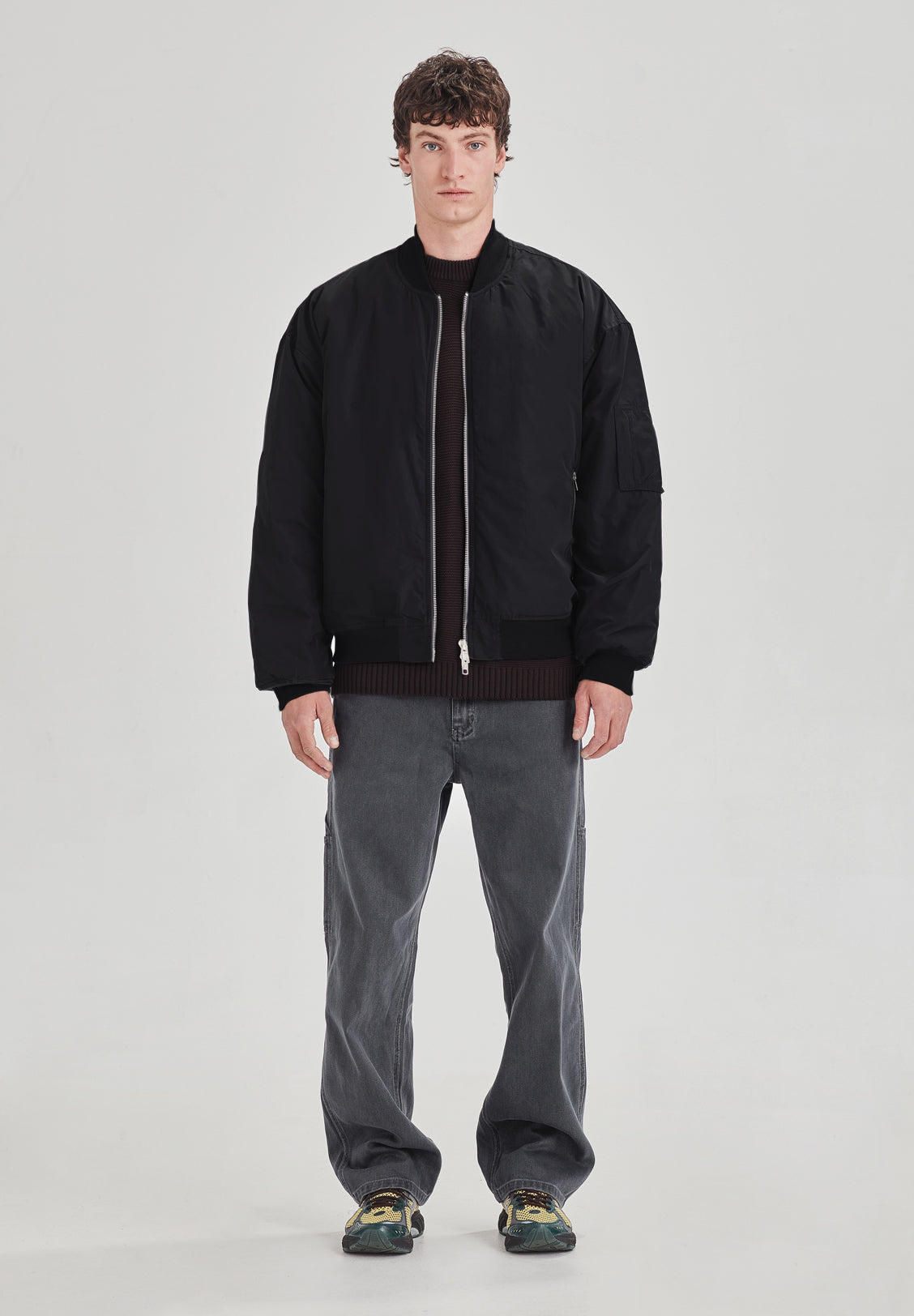 MENS BOMBER JACKET, BLACK - Main Image