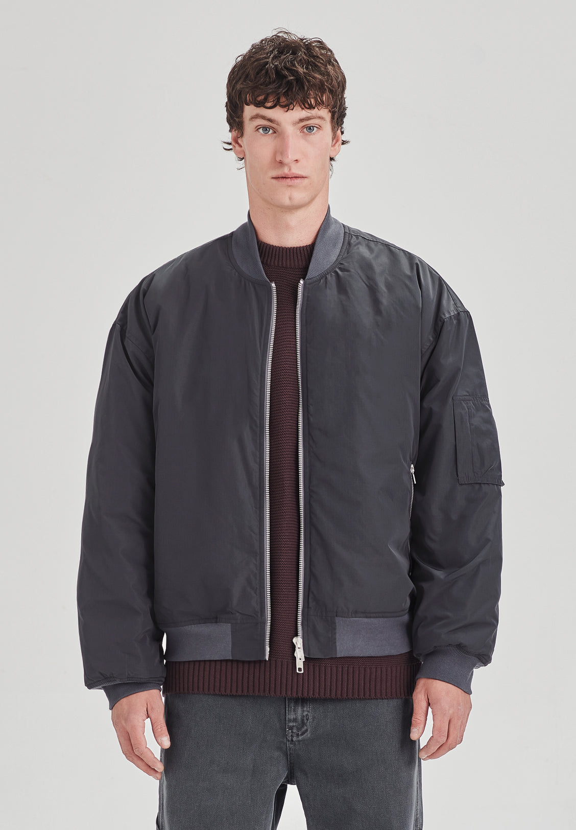 MENS BOMBER JACKET, STEEL