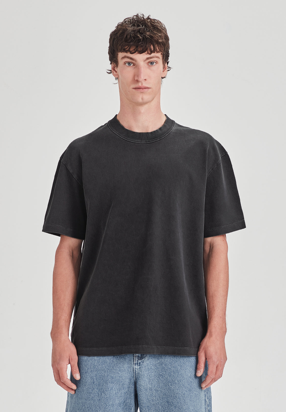 HEAVY JERSEY BOXY TEE, VINTAGE BLACK