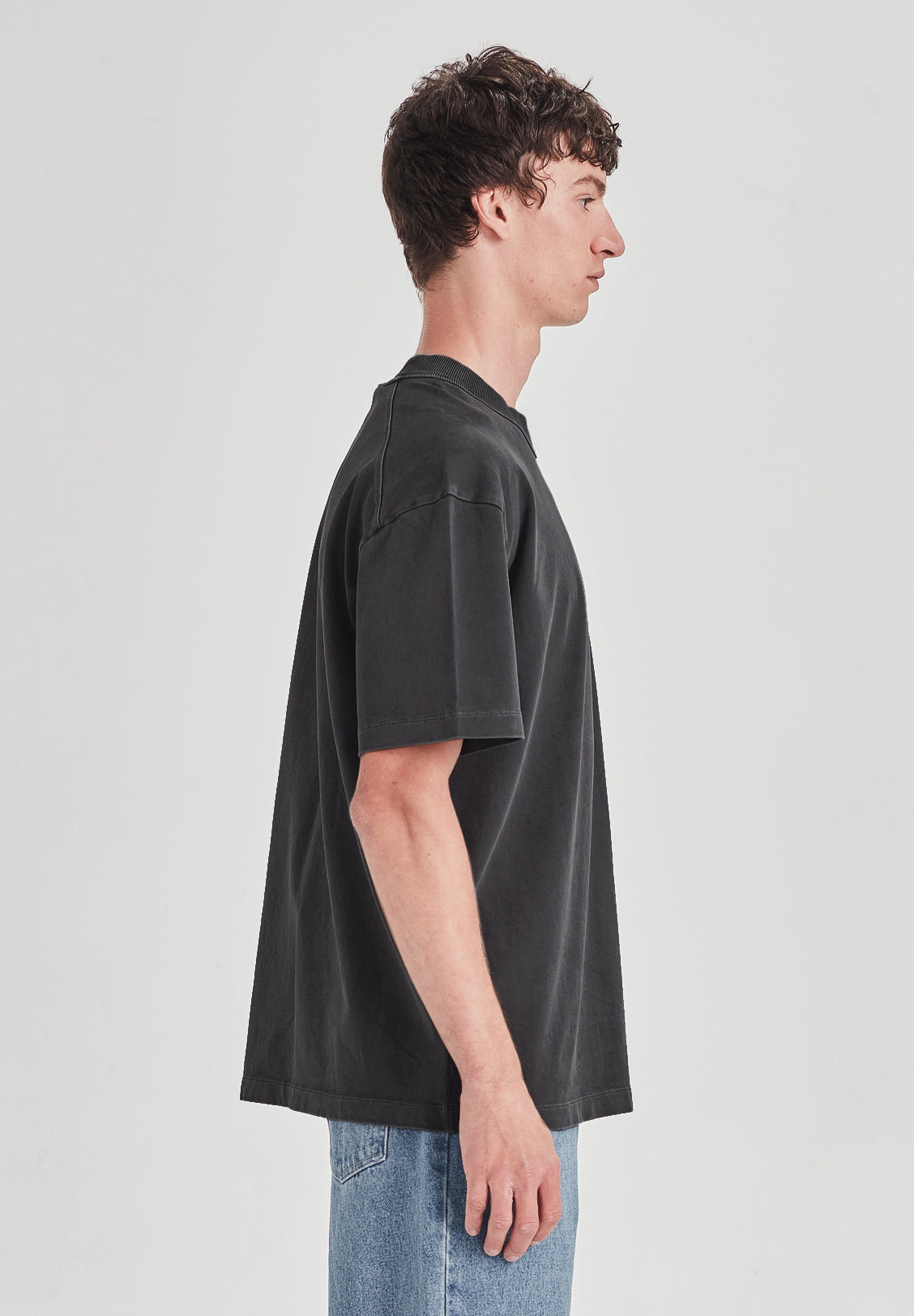 HEAVY JERSEY BOXY TEE, VINTAGE BLACK