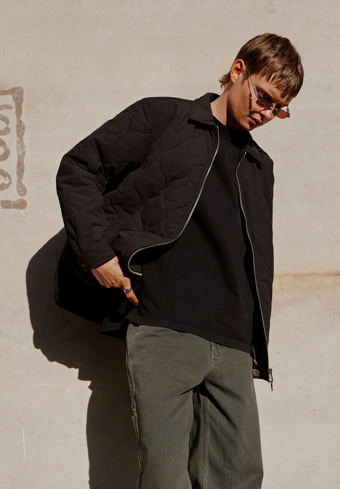 *PREORDER* QUILTED ZIP JACKET, BLACK