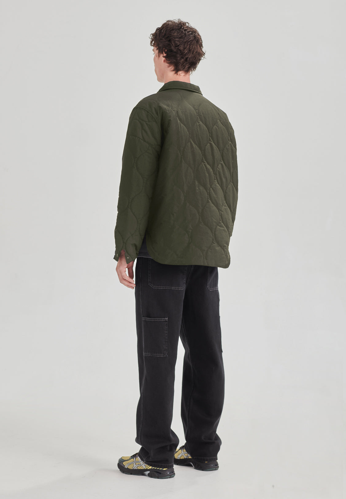 QUILTED ZIP JACKET, OLIVE GREY