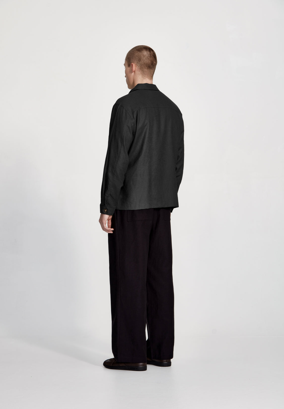 LINEN BLEND OVERSHIRT, BLACK