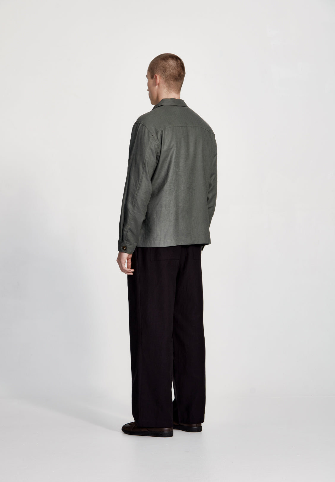LINEN BLEND OVERSHIRT, FOG