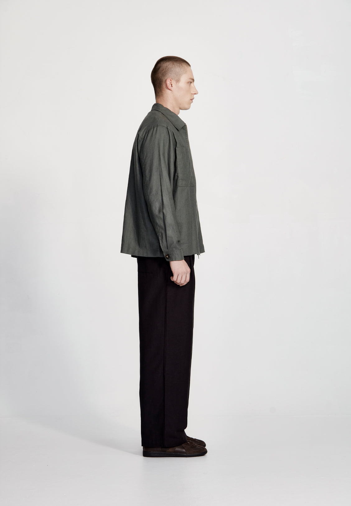 LINEN BLEND OVERSHIRT, FOG