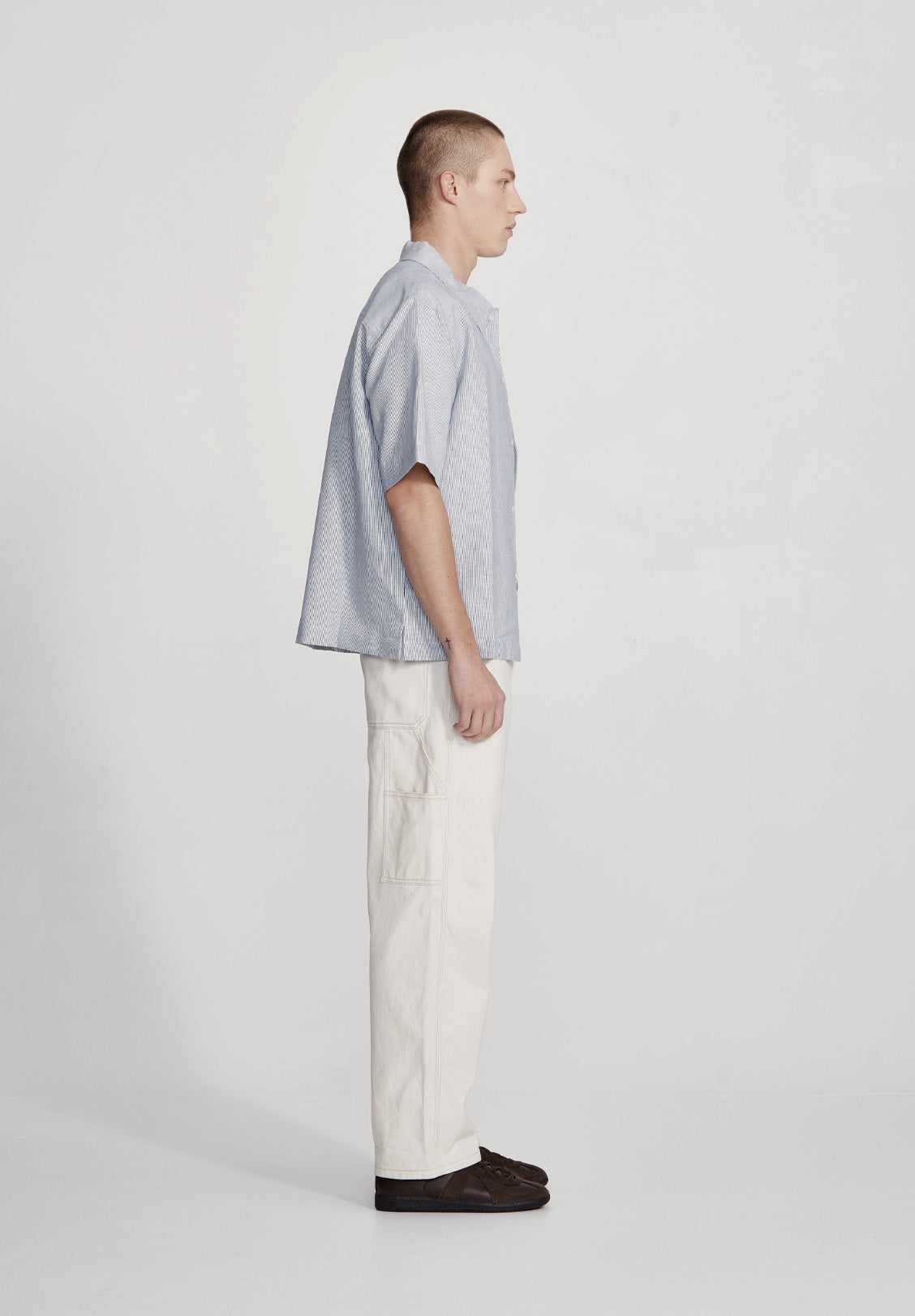 MENS BOX FIT SHIRT, BLUE STRIPE