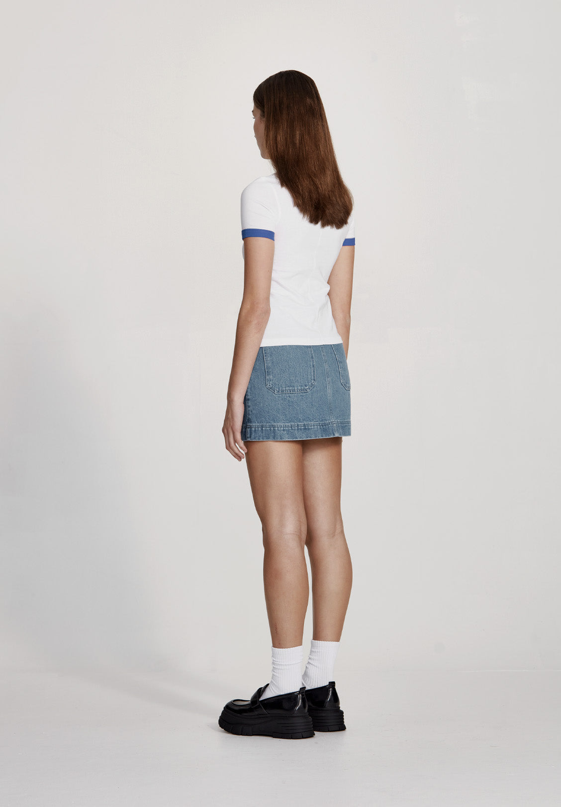 WOMENS RINGER TEE, WHITE WITH COLBOT