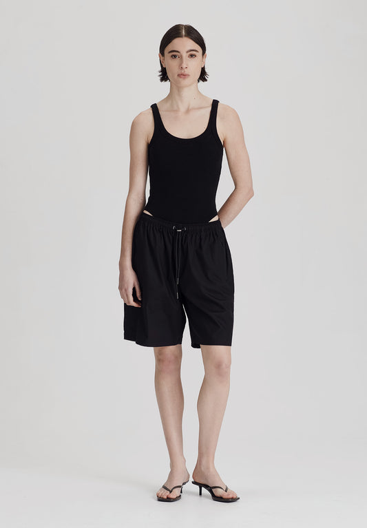 POPLIN FESTIVAL SHORT, BLACK