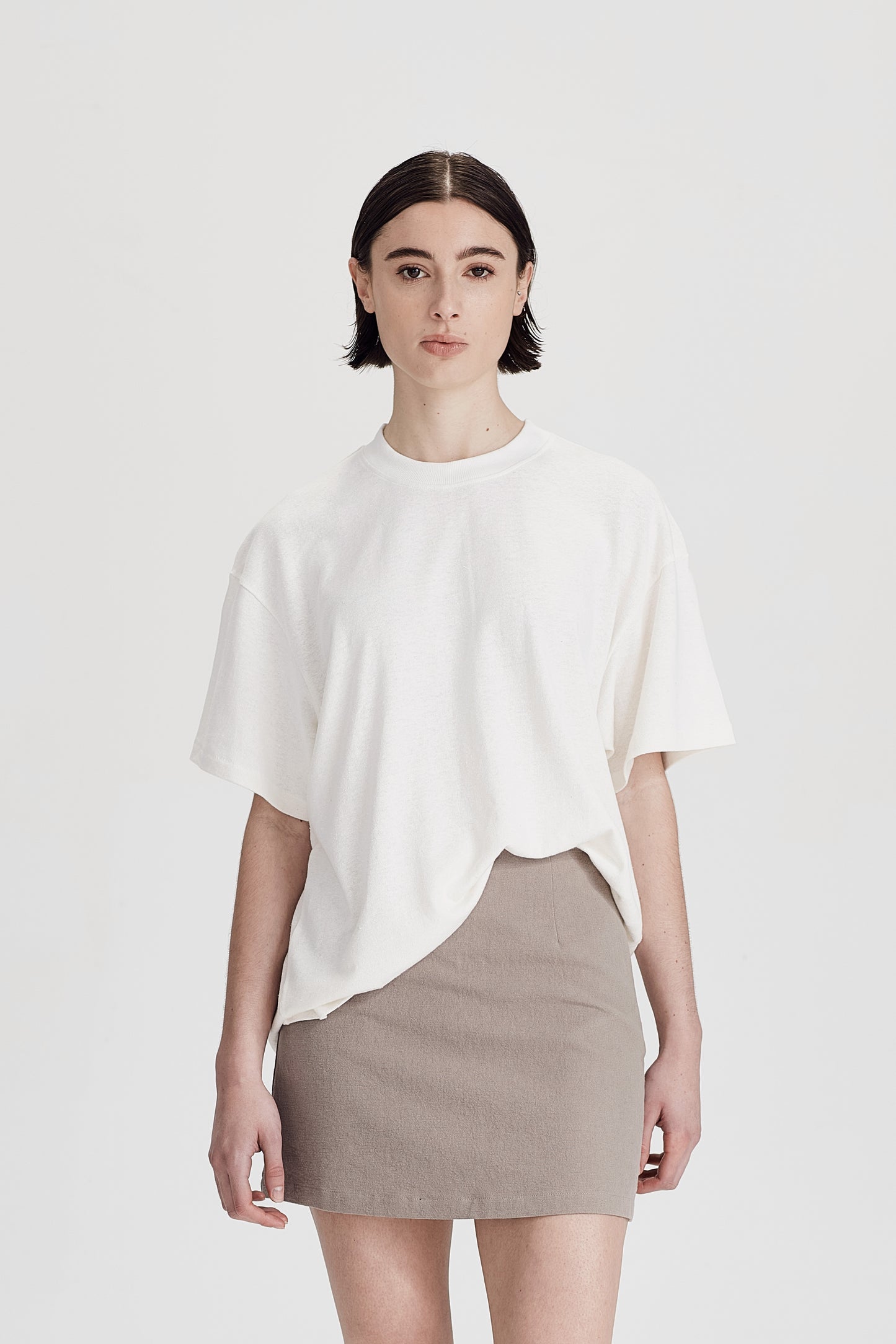 HEMP JERSEY BOY TEE, RICE WHITE