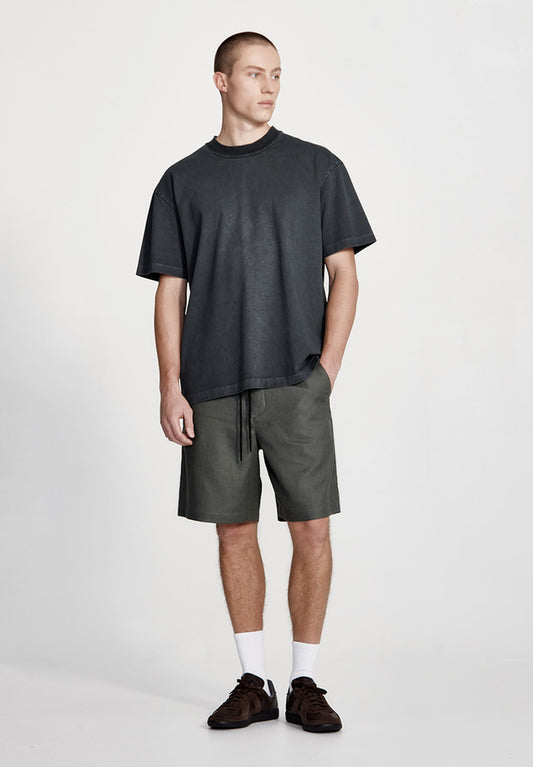 LINEN BLEND STUDIO SHORT, FOG