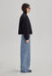 WOMENS CROP BOMBER, BLACK