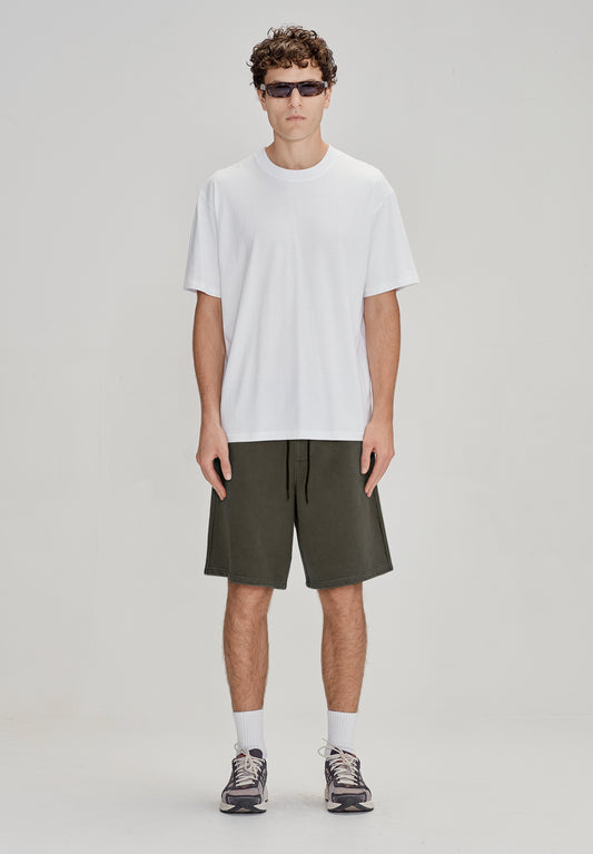 FLEECE LEISURE SHORT, OLIVE GREY