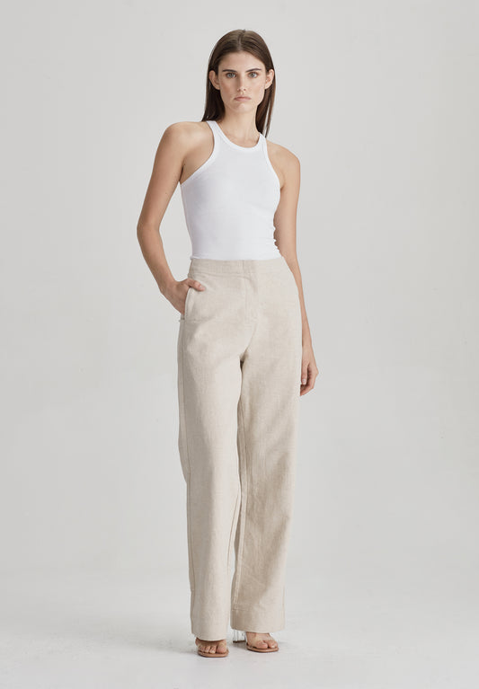 TAILORED RELAXED LEG PANT, NATURAL