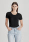 BASE RIB SCOOP TEE, BLACK