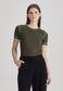 BASE RIB SS, KHAKI / CASHEW CONTRAST STITCH