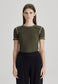 BASE RIB SS, KHAKI / CASHEW CONTRAST STITCH