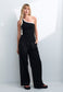 ONE SHOULDER RIB TANK, BLACK / WHITE - LAST ONES