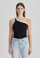 ONE SHOULDER RIB TANK, BLACK / WHITE - LAST ONES