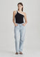 ONE SHOULDER RIB TANK, BLACK / WHITE - LAST ONES