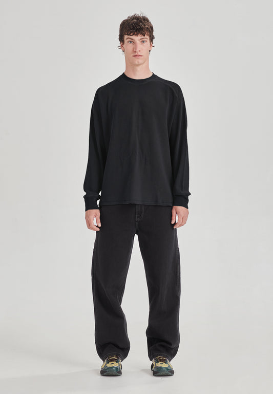 HEAVY WAFFLE LS, VINTAGE BLACK