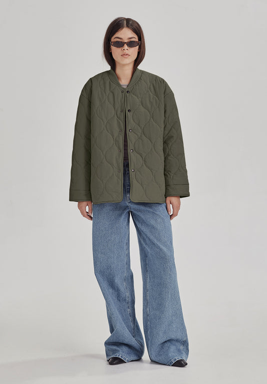 *PREORDER* QUILTED JACKET, OLIVE GREY