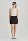 LINEN MINI SKIRT, BLACK