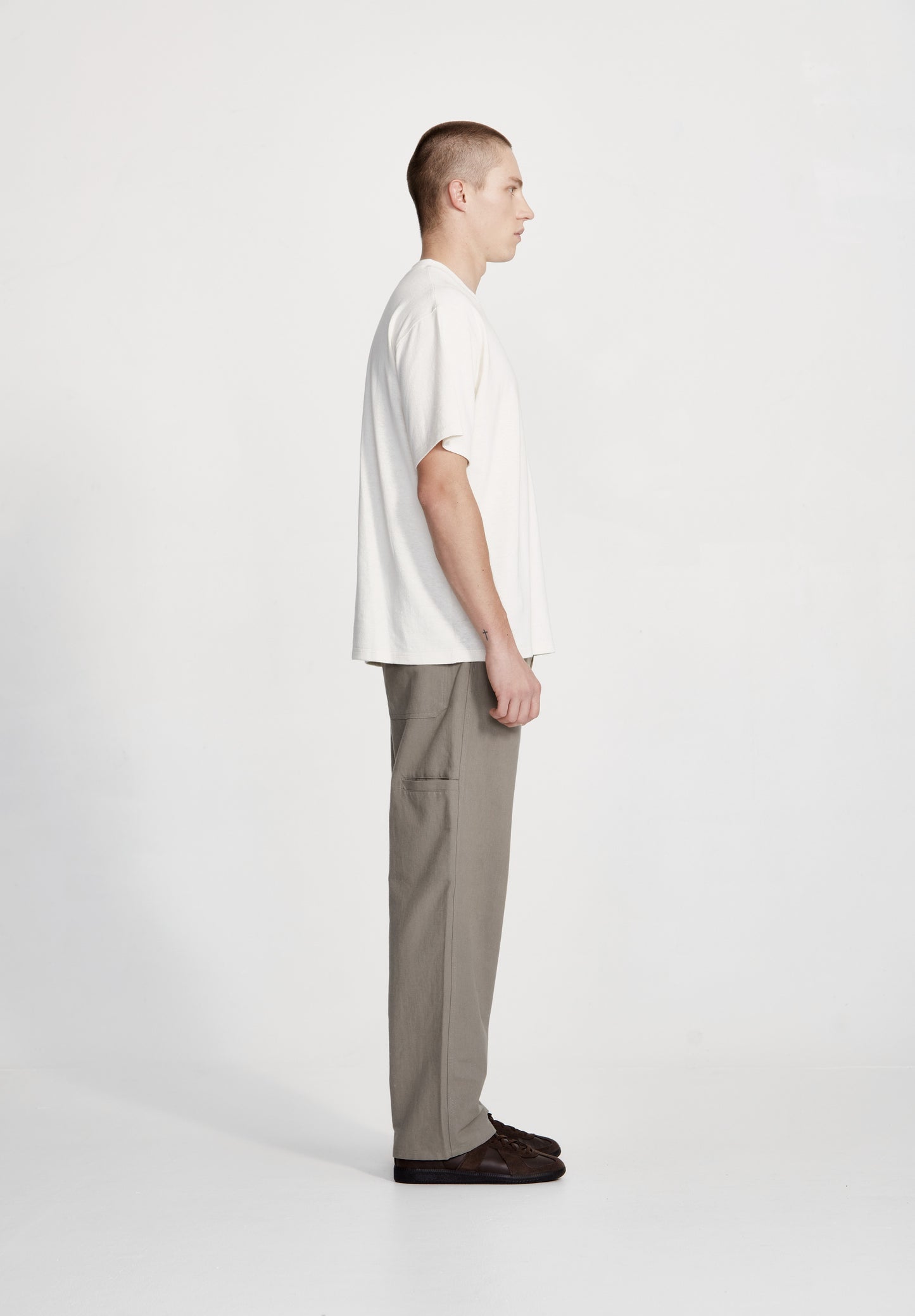 LINEN/COTTON WORK PANT, SMOKE