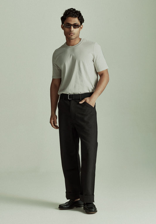 LINEN/COTTON WORK PANT, BLACK