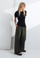 LINEN BLEND PULL ON PANT, OLIVE GREY