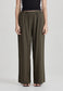 LINEN BLEND PULL ON PANT, OLIVE GREY