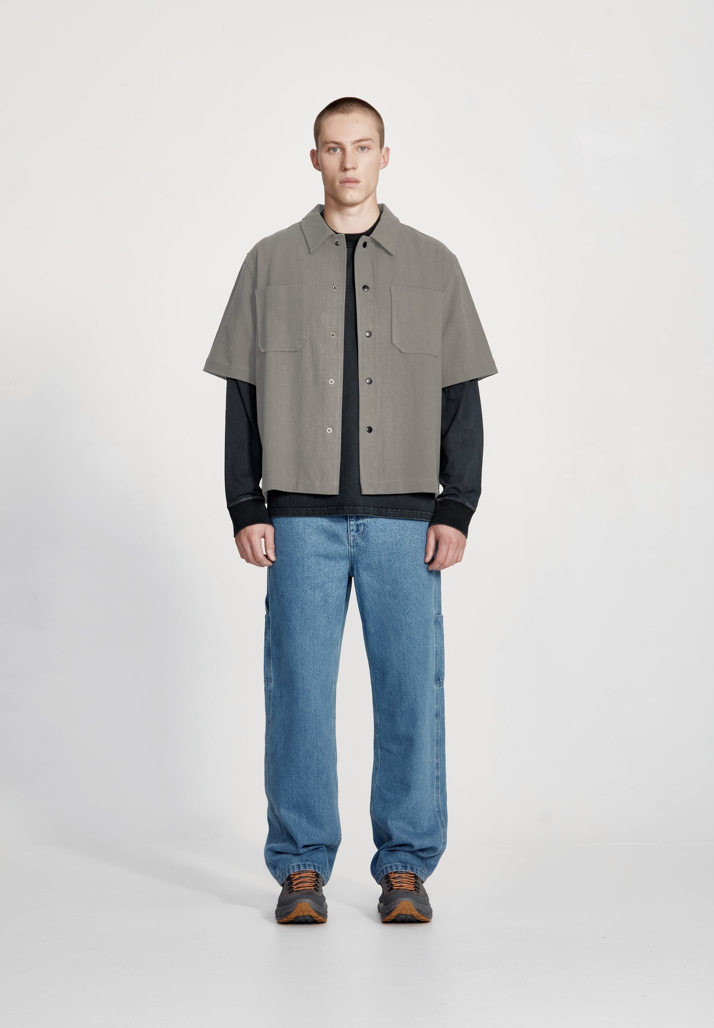 MENS BOX FIT OVERSHIRT, SMOKE