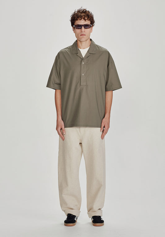 RELAXED FIT POPOVER SHIRT, OLIVE