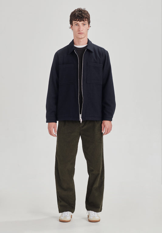 WOOL BLEND SHACKET, NAVY