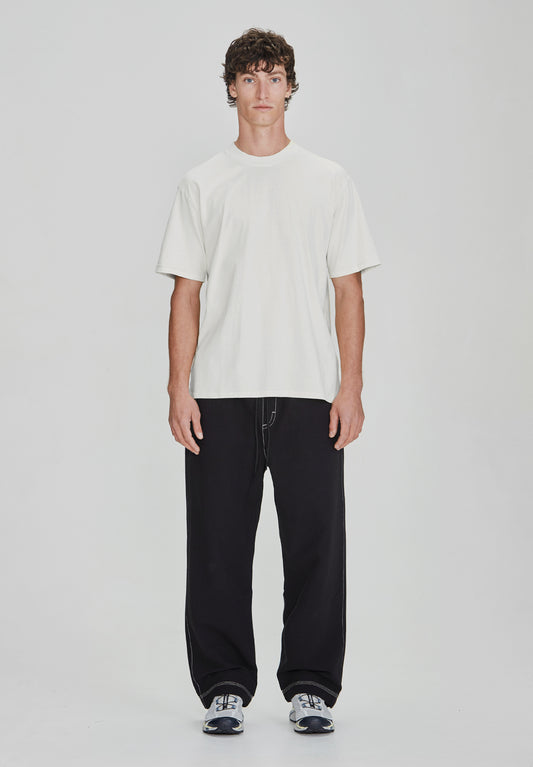 LINEN BLEND REC PANT, BLACK