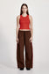 REC PANT, COCOA W RED