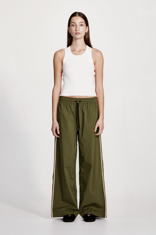 REC PANT, OLIVE W WHITE