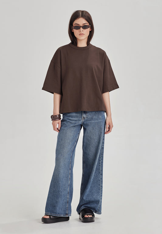 *PREORDER* HEAVY BOXY TEE, COCOA