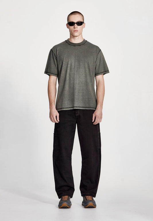 COTTON JERSEY STUDIO TEE, FOG WITH BLACK