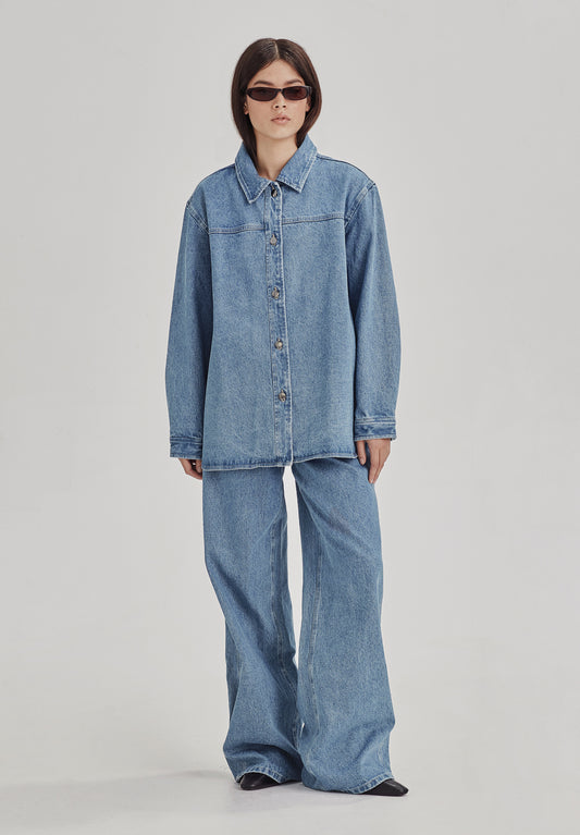 VOLUME SHACKET, MID BLUE RINSE