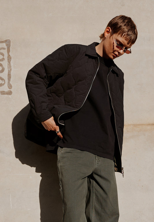 *PREORDER* QUILTED ZIP JACKET, BLACK