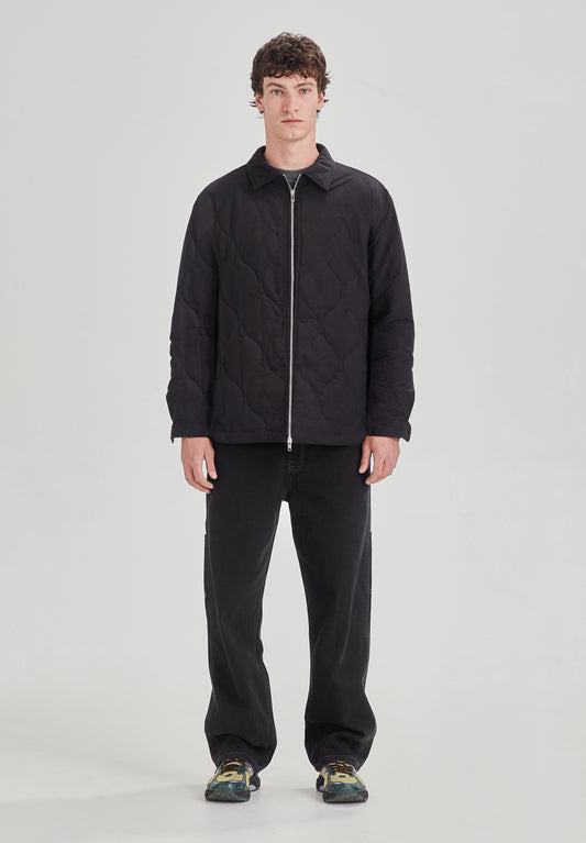 QUILTED ZIP JACKET, BLACK