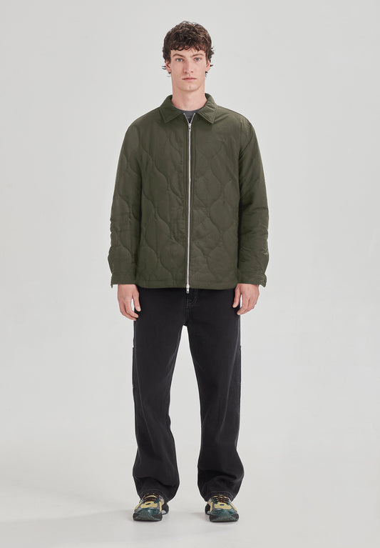 *PREORDER* QUILTED ZIP JACKET, OLIVE GREY